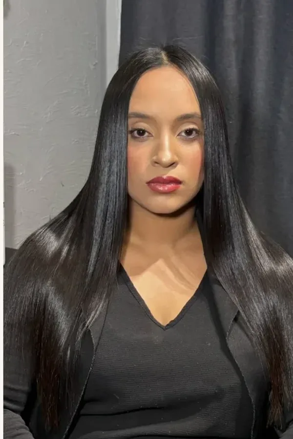 Cabello afro después del alisado