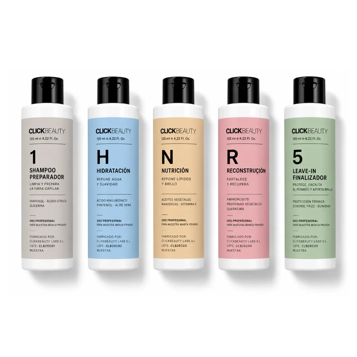Calendrier Capillaire professionnel : shampooing préparateur 1, hydratation H, nutrition N, reconstruction R et leave-in de finition 5