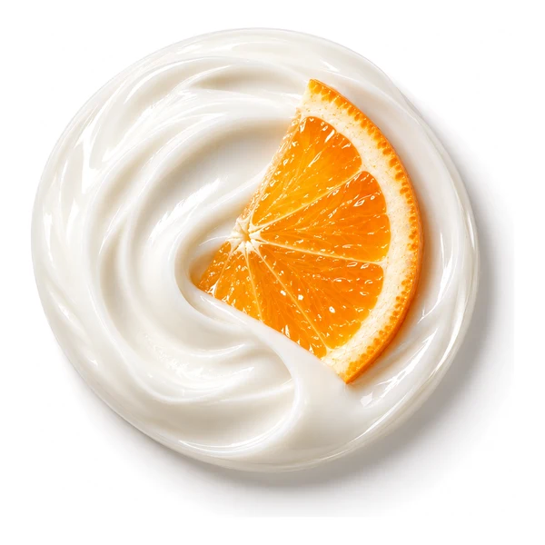 Crema Facial Vitamina C para marca propia Crema Facial Vitamina C: crema con rodaja de naranja, identidad del producto